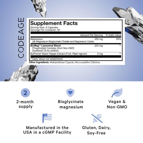 Codeage, Liposomales Magnesium Glycinat, 240 Kapseln 1