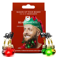 Beardaments Beard Lights - Light-Up Beard Ornaments for Men - Colorful Christmas Beard Baubles with Easy Clip Attachment - Funny Christmas Orname