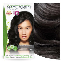 Naturigin Permanente Haarfarbe 2.0 Schwarz, frei von Ammoniak und Parabenen, bis zu 100 % graue Haarabdeckung, langlebig, vegan, tierversuchsfrei