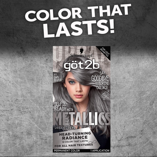 Schwarzkopf Got2b Metallics Μόνιμο Χρώμα Μαλλιών, M72 Σατινέ Ασημί 2