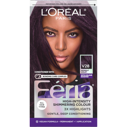 L’Oréal Paris L'Oreal Paris Feria Mehrdimensional schimmernde permanente Haarfarbe, V28 Mitternachtsviolett