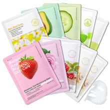 WENJLYJ 10-teiliges Gesichtsmasken-Set, feuchtigkeitsspendende Gesichtsblattmaske, feuchtigkeitsspendende Gesichtsmaske, Hautpflege