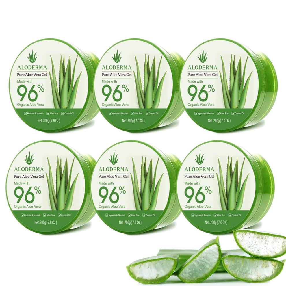 Aloderma Organic Aloe Vera Gel For Body Made Within 12 Hours Of Harvest 96% Pure Aloe Vera Gel For Skin Scalp & Hair Soothing Aloe Face Moist