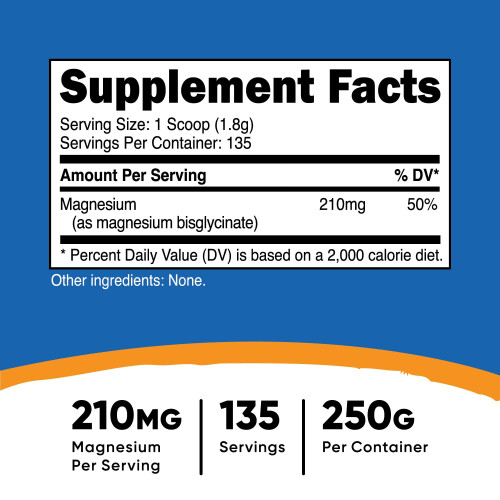 Nutricost Magnesium Glycinate Powder (250 Grams) (Unflavored) 1