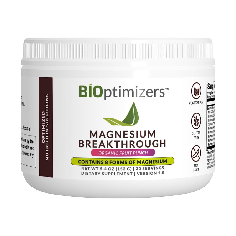 Photos - Vitamins & Minerals BIOptimizers Magnesium Breakthrough Drink Fruit Punch - 8 Forms of Magnesium: Glycinate Malate Citrate and More - Natural Sl