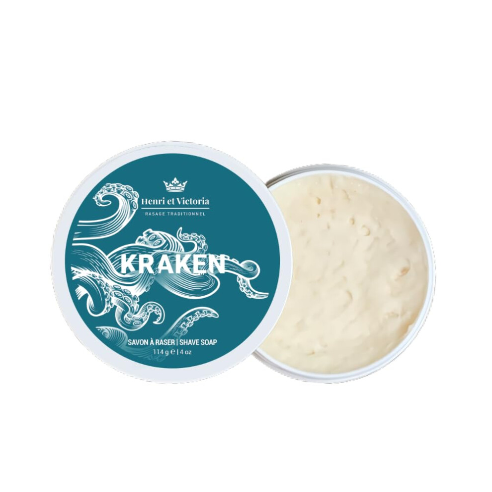 Henri Et Victoria Traditional Shaving Soap For Men | Kraken Fragrance | Smooth Shave Lathers Up Nicely Long-Lasting Scent | Canadian Made By Sk