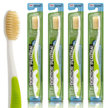 MOUTHWATCHERS Soft Flossing Toothbrush 4 Pack Green Manual Soft Toothbrush for Adults Ultra Clean Good for Sensitive Teeth and Gums by Dr.