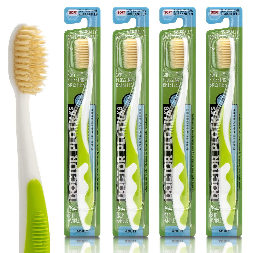 Mundbeobachter Mouthwatchers Soft Flossing Toothbrush 4 Pack Manual Soft Toothbrush For Adults Ultra Clean Good For Sensitive Teeth And Gums By Dr. Green