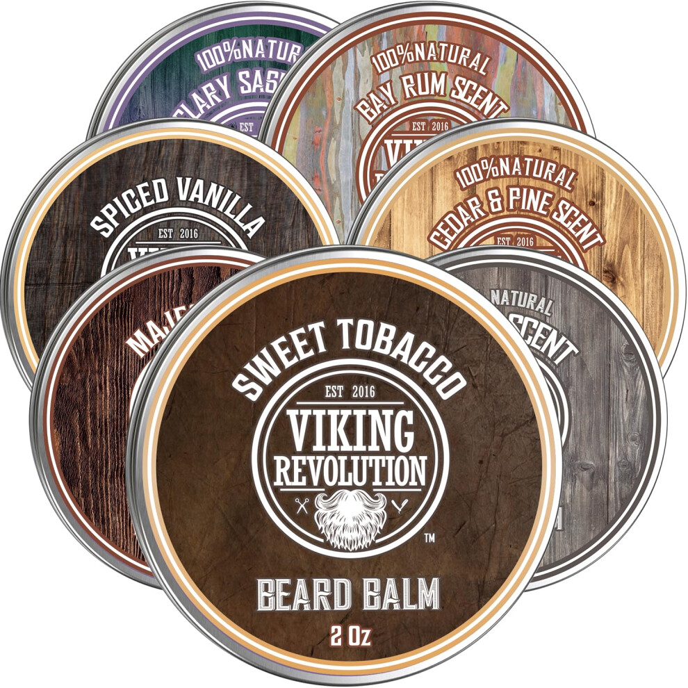 Viking Revolution Sweet Tobacco Beard Balm - Beard Butter with Argan Oil Beard Softener for Men with Jojoba Oil - Beard Moisturizer for Men with