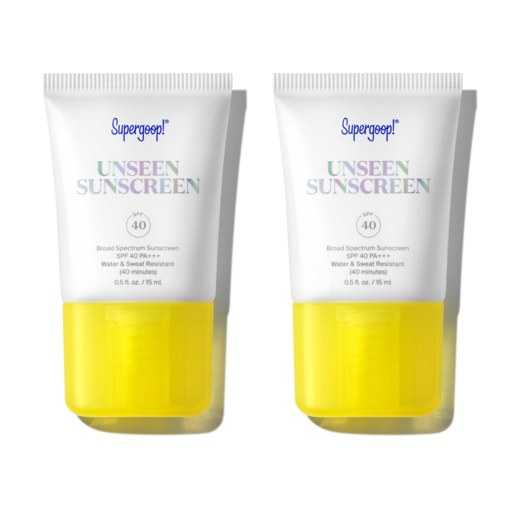 Supergoop! Unseen Sunscreen - Spf 40 - .5 Fl Oz - Pack Of 2 - Invisible, Broad Spectrum Face Sunscreen - Weightless, Scentless, And Oil Free - For All