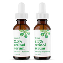 ASUTRA 2.5% Retinol Serum  1 fl oz (Pack of 2) - Hyaluronic Acid  Vitamin E  Wheat Germ  Aloe  & Jojoba Oil  Plumping Face Serum