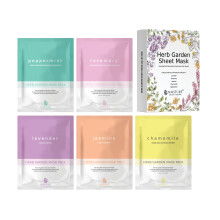 Naisture Herb Garden Blattmaske (5 Stck Lavendel, Rosmarin, Jasmin, Kamille, Pfefferminze) Anti-Aging-Hautberuhigung, Talgkontrolle, Hautaufhell