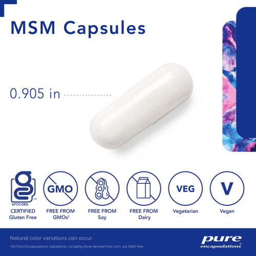 pure encapsulations Pure Encapsulations MSM Kapsler | Svovltilskud til led, immunsystem, bindevæv, og åndedrætshelse* | 250 Kapsler 2