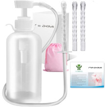 Vaginal Douche Enema Cleaner 300ml Genanvendelig manuel tryk Anal Vaginal rengringssystem Brbart st hvid