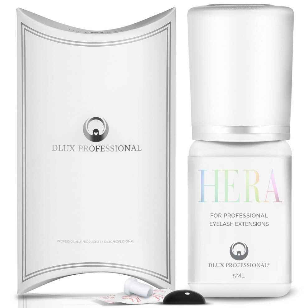 Dlux Professional Eyelash Extension Glue For Professionals - 9 Weeks Retention 1 Sec Drying Time Latex Free Semi Permanent Individual & Volume