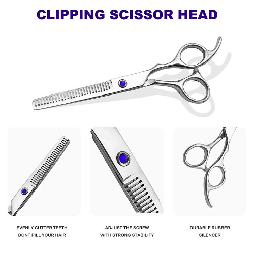 Tesoura de cabelo profissional, barbeiro, 6.5 polegadas, corte de cabelo, salo de beleza, tesoura de desbaste para mulheres, homens, crianas, s 2