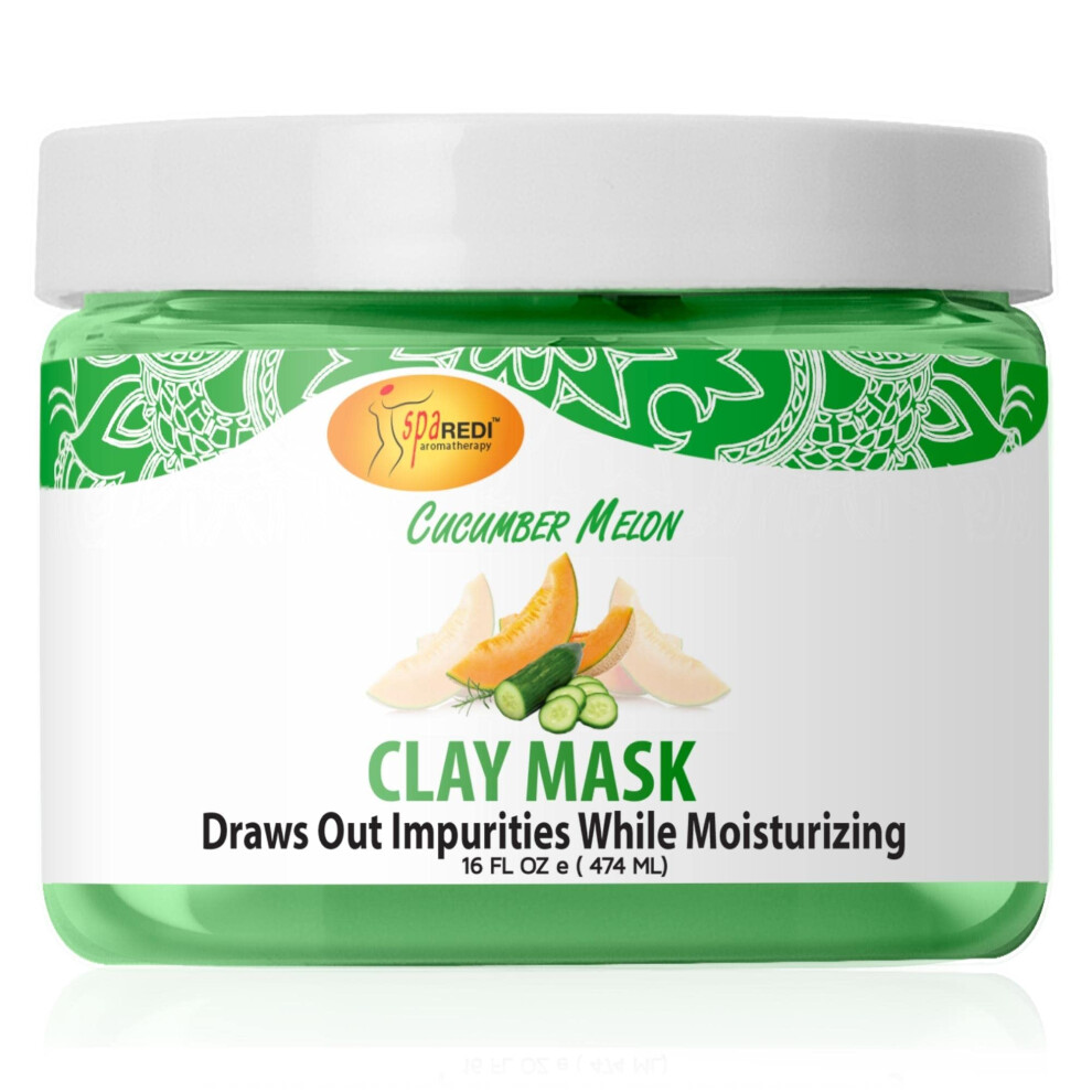 Spa Redi - Clay Mask Cucumber And Melon 16 Oz - Pedicure And Body Deep Cleansing Skin Pore Purifying Detoxifying And Hydrating