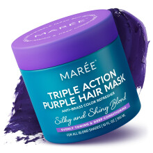 MAREE Purple Hair Mask - Toner pro blond vlasy - Fialov kondicionr pro barven - Brassy Bleached Meltated Platinum Ash and Silver - s keratinem - M