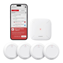 Sada detektoru niku vody X-Sense Wi-Fi Inteligentn alarm vodnho senzoru s vstrahami aplikac a ultratenkm designem detektoru niku vody pro skle