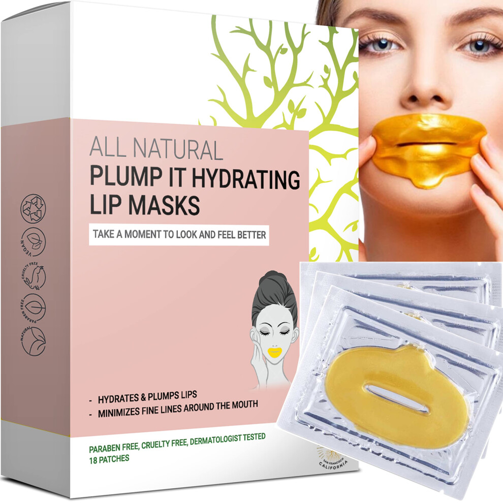 Doppeltree Plump It Moisturizing Lip Mask By (18 Patches) - Lip Plumper Moisturizer For Dry Lips Chapped Lip Care And Repair Conditioning Lip
