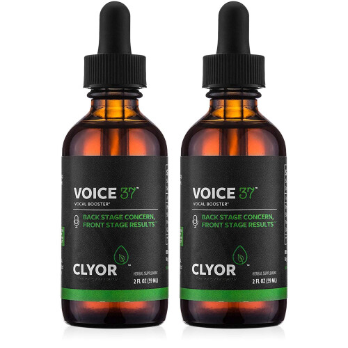 CLYOR Voice37 - Singers Voice Remedy - 2 Pack All Natural Herbal Vocal Booster Formula to Lubricate Soothe and Relieve Hoarseness Dry Itchy Throa
