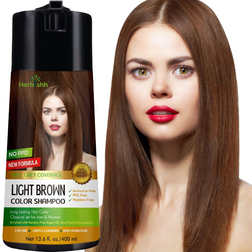 Herbishh Gray/Light Hair Color Shampoo For Hair - Enriched Color Shampoo Hair Dye Formula - Hair Dye Shampoo And Conditioner - Long Lasting & Diy ( Br