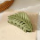 Grampos de cabelo verdes em forma de folha, muitos dentes, clipes de garras grandes, 3,5 polegadas, folhas antiderrapantes, grampo de mandbula, 1