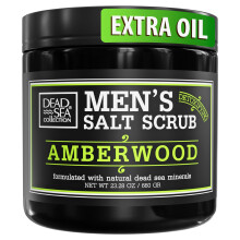 Salt Body Scrub Amberwood - Hidrata, esfolia e nutre a pele - Limpa e desintoxica com minerais do Mar Morto - Coleo do Mar Morto - 23,28 OZ