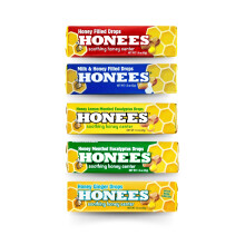 Honees honungsfyllda droppar Variety Pack (honungsmjlk & honung honung citron mentol och ingefra)-Naturlig ont i halsen -Halstabletter Ingentin