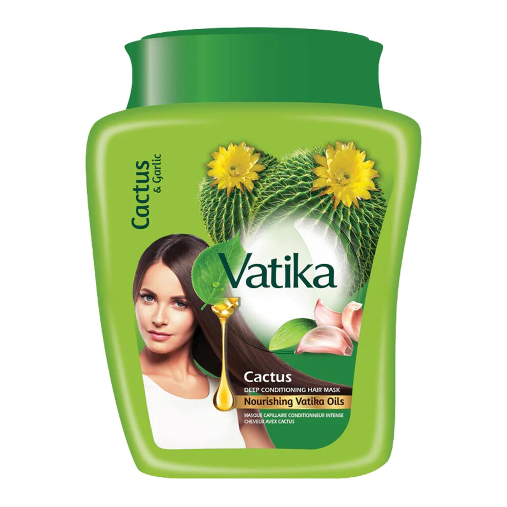 Dabur Vatika Naturals Hot Oil Hair Mask - Cactus & Garlic & Multivitamin For Dry Damaged Nourishing & Strengthening Deep Conditioning For Soft Smoo