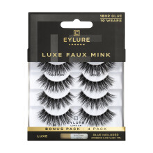 Eylure Luxe Faux Mink False Lashes - Regal  4 Pairs Bonus Pack | Glue Included | 10 Wears