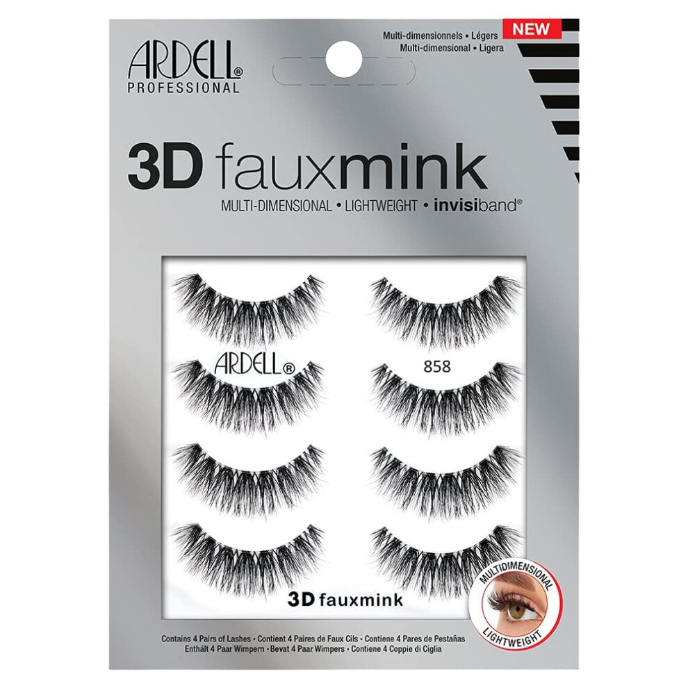 Photos - False Eyelashes Ardell 3D Faux Mink Lashes 858 4 Pairs 88060 