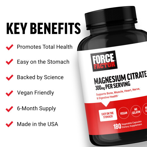 Force Factor, Magnesiumcitrat, 150 mg, 180 pflanzliche Kapseln 1