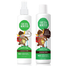 Spray per detangler di capelli mostruosi freschi e shampoo 2 in 1 e condizionatore ipoallergenico e naturale senza tossine di cocco (8,5 once ciascun
