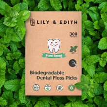 LILY & EDITH Plantebaseret tandtr?d plukker voksne og b?rn 300 t?llinger | Fluor-fri | Plantebaseret halmhvede | Milj?venlig | Zero Waste Pakke |