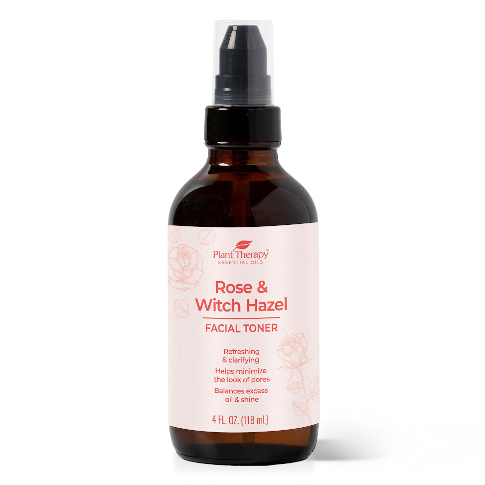 Plant Therapy Rose & Witch Hazel Facial Toner 4 Oz Helps Minimize The Look Of Pores Balances Excess Oil & Shine Hydrating & Soothing