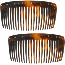 Camila Paris AD66S Franse Zijkam Grote Gebogen Schildpad Kristallen Haarkammen voor Vrouwen Fijn Haar Sterke Haarkam voor Vrouwen Bun Chignon Up-