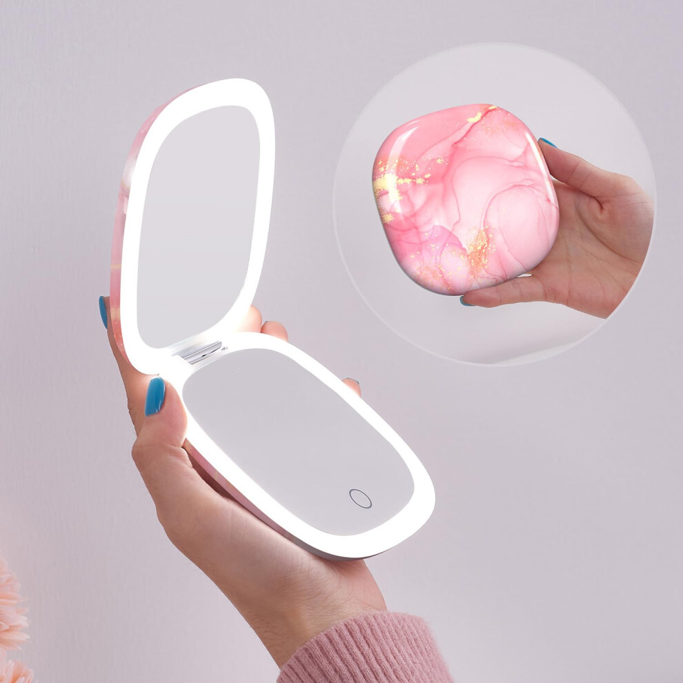 Mocado Light Compact Led Travel Makeup Mirror - 4 Inches 1X/10X Magnification Travel Mirror With Dimmable Double Sides Ed Usb Rechargeable C