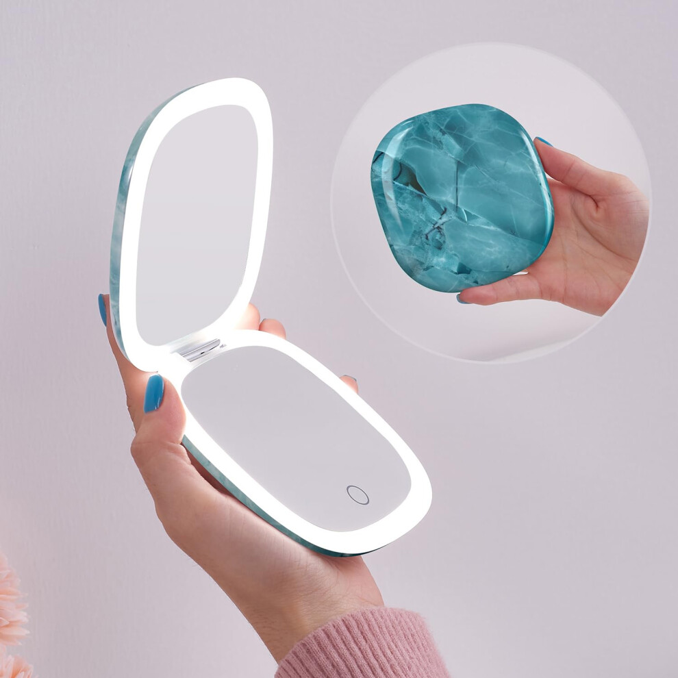 Mocado Light Compact Led Travel Makeup Mirror - 4 Inches 1X/10X Magnification Travel Mirror With Dimmable Double Sides Ed Usb Rechargeable C
