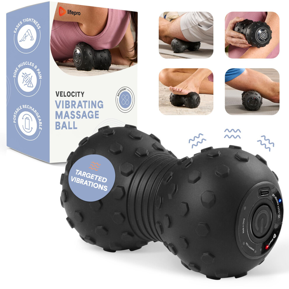 Lifepro 4-Speed Vibrating Massage Ball - Peanut Massager Combines A Lacrosse Ball With Vibrating Foam Roller | Vibration Roller For Recovery Mob