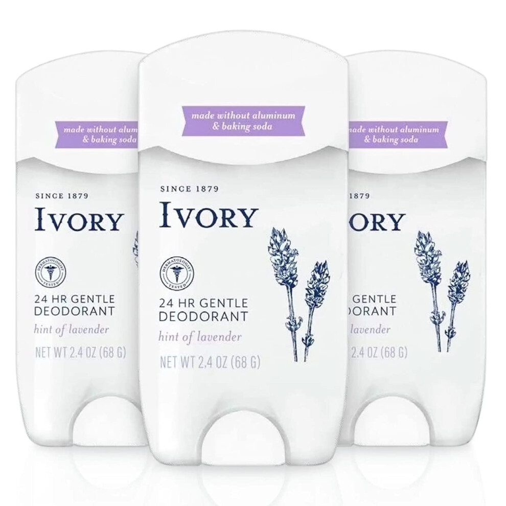 Ivory Deodorant Hint Of Lavender 2.4 Ounce (Pack Of 3)