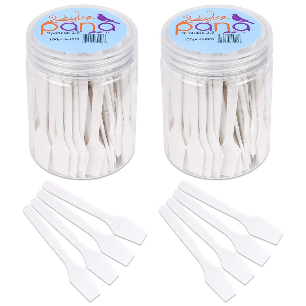Pana White/Cream (200 Pieces Of Color Cosmetic Make Up Disposable Plastic 2.5"""" Spatulas Skin Care Facial Mask Spatula