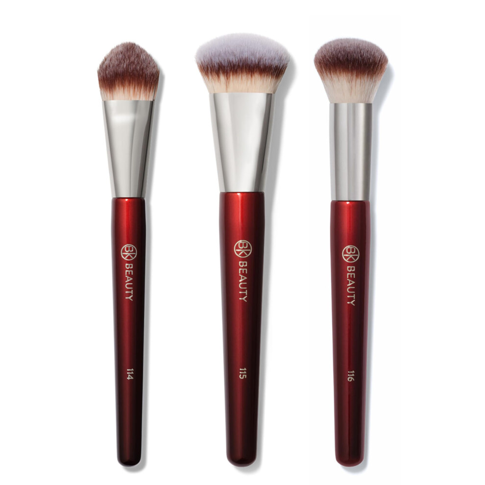 Bk Beauty Cream Core Complexion Trio Makeup Brushes Set (3Pc) - Foundation Concealer And Blending Brushes For Liquid & Powder - Vegan Cruelty