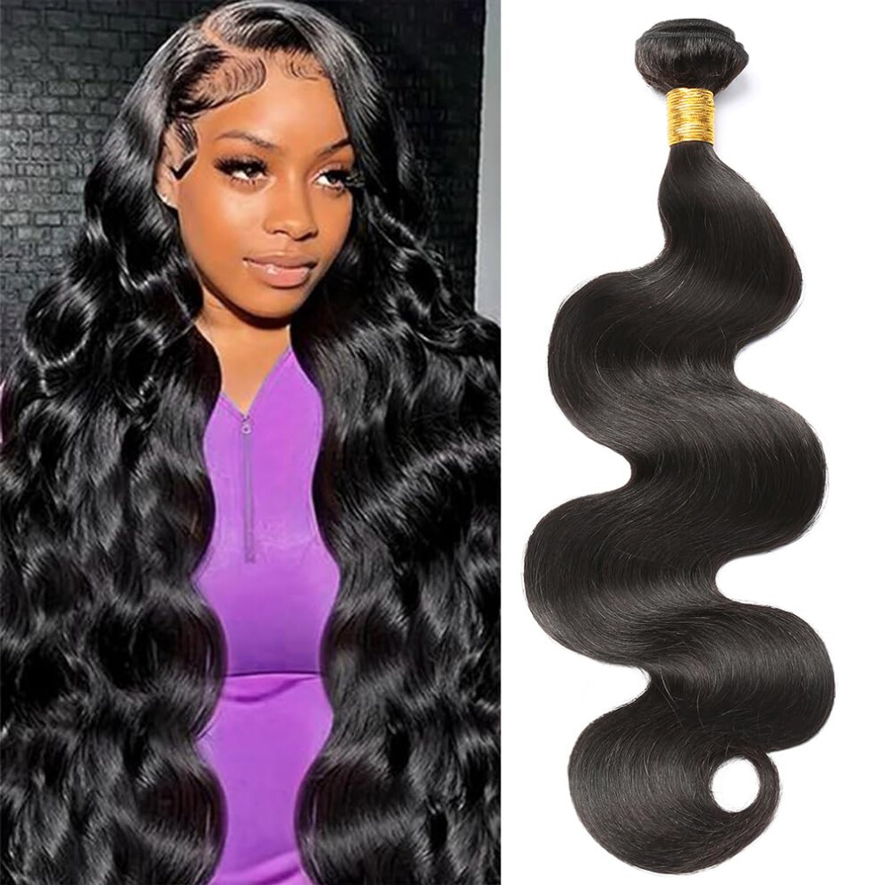 Cschs Body Wave Bundles Human Hair Extensions 30 Inch 100% Unprocessed Brazilian Human Hair Bundle Natural Black Hair Extensions