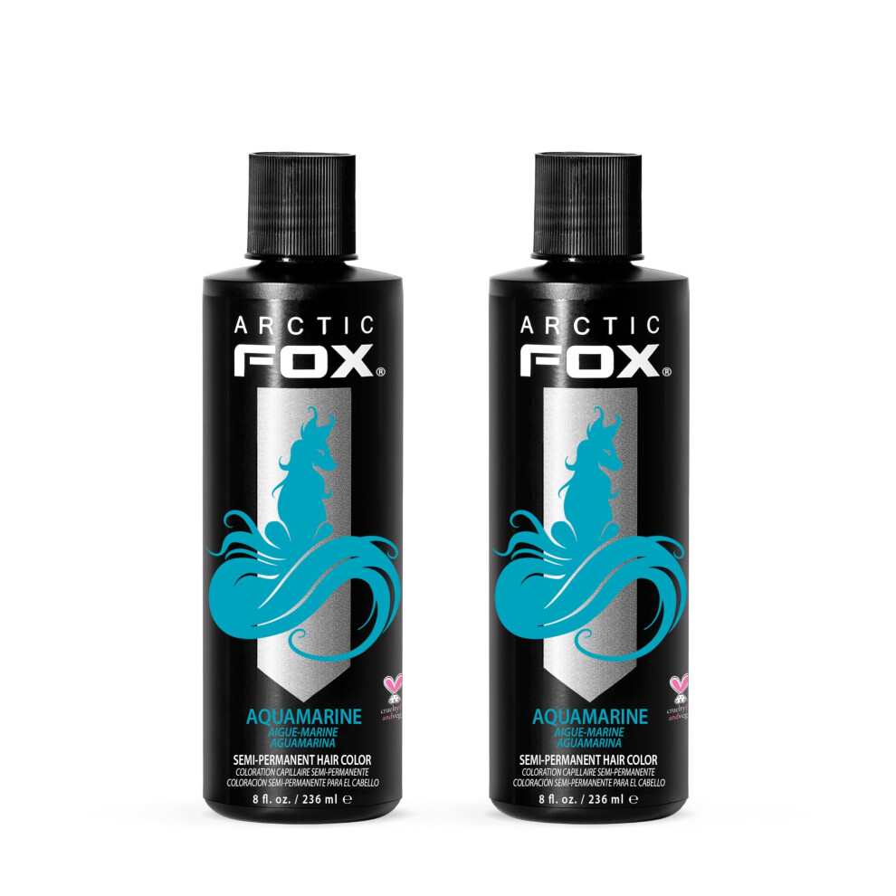 Arctic Fox Vegan And Cruelty-Free Semi-Permanent Hair Color Dye - Aquamarine 8 Fl Oz (Pack Of 2)