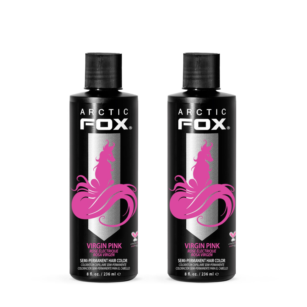 Arctic Fox Pink Vegan And Cruelty-Free Semi-Permanent Hair Color Dye - Virgin 8 Fl Oz (Pack Of 2)