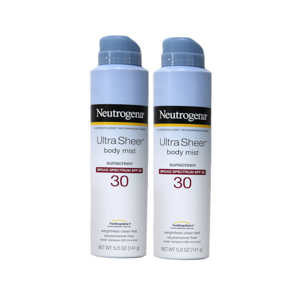 Neutrogena Ultra Sheer Body Mist Fullreach Sunscreen Spray Broad Spectrum SPF 30  Lightweight & Water Resistant  Oil-Free & Non-comedogenic  5 oz