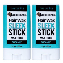 STUDIO LIMITED Instant Fab Edge Control Wax Stick - Max Hold niet-vettige pommade voor Flyaways 0,53 oz/15g 2-pack (kokosnoot)