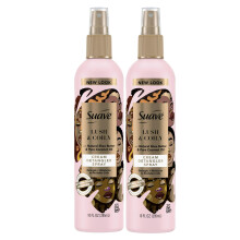 Suave Lush & Coily Cream Detangler Spray Manteiga de Karit e leo de Coco Puro 10 onas (pacote com 2)