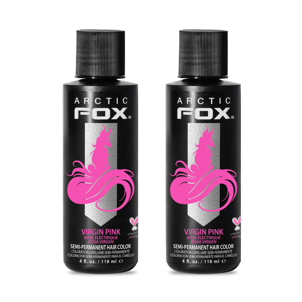 Arctic Fox Pink Vegan And Cruelty-Free Semi-Permanent Hair Color Dye - Virgin 4 Fl Oz (Pack Of 2)